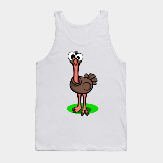 Cartoon Ostrich Tank Top by RG Illustration